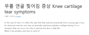 무릎 연골 찢어짐 증상